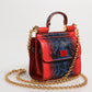 Dolce & Gabbana Red Blue Leather Sicily Crossbody Chain SatchelBorse Bag