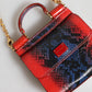 Dolce & Gabbana Red Blue Leather Sicily Crossbody Chain SatchelBorse Bag