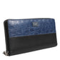 Dolce & Gabbana Black Blue Exotic Leather Men Continental Clutch Wallet