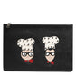 Dolce & Gabbana Black Leather #DGFAMILY Embellished Men Clutch Pouch Bag