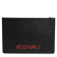 Dolce & Gabbana Black Leather #DGFAMILY Embellished Men Clutch Pouch Bag
