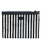 Dolce & Gabbana Black White Striped Logo Plaque Clutch Pouch Bag