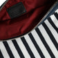 Dolce & Gabbana Black White Striped Logo Plaque Clutch Pouch Bag