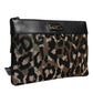 Dolce & Gabbana Multicolor Leopard Print Jacquard Logo Plaque Pouch Bag