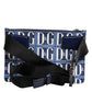 Dolce & Gabbana Blue White Leather D&G Logo Plaque Crossbody Borse Bag