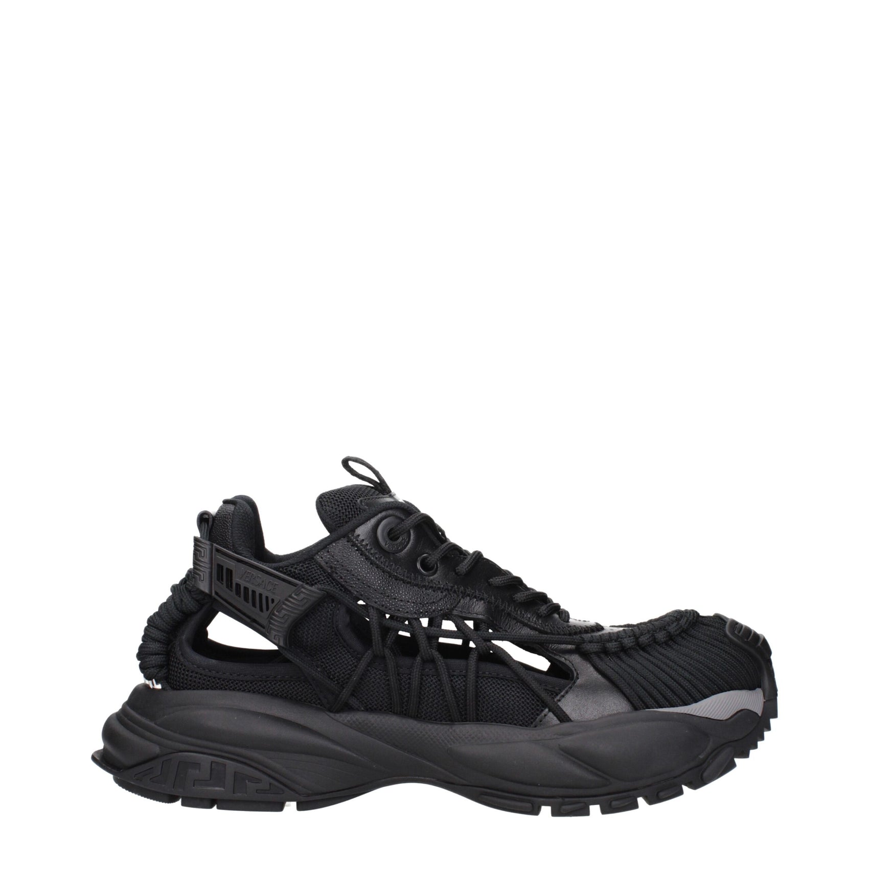 Versace Black Leather Athletic Sneakers