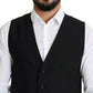 Dolce & Gabbana Black Wool Men Formal Waistcoat Vest