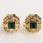 Dolce & Gabbana Emerald Green Crystal Gold Tone 925 Sterling Accessory Cufflink