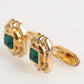 Dolce & Gabbana Emerald Green Crystal Gold Tone 925 Sterling Accessory Cufflink