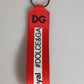Dolce & Gabbana Red Logo Polyester Silver Brass Holder Keychain Keyring