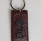 Dolce & Gabbana Dark Brown Leather Logo Metal Ring Men Keychain Keyring