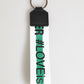 Dolce & Gabbana Green Logo Polyester Silver Brass Holder Keychain Keyring