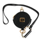 Dolce & Gabbana Black Round Leather DG Logo Coin Purse Lanyard Wallet