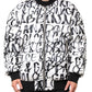 Dolce & Gabbana White Black Graffiti Logo Puffer Bomber Jacket