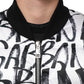 Dolce & Gabbana White Black Graffiti Logo Puffer Bomber Jacket