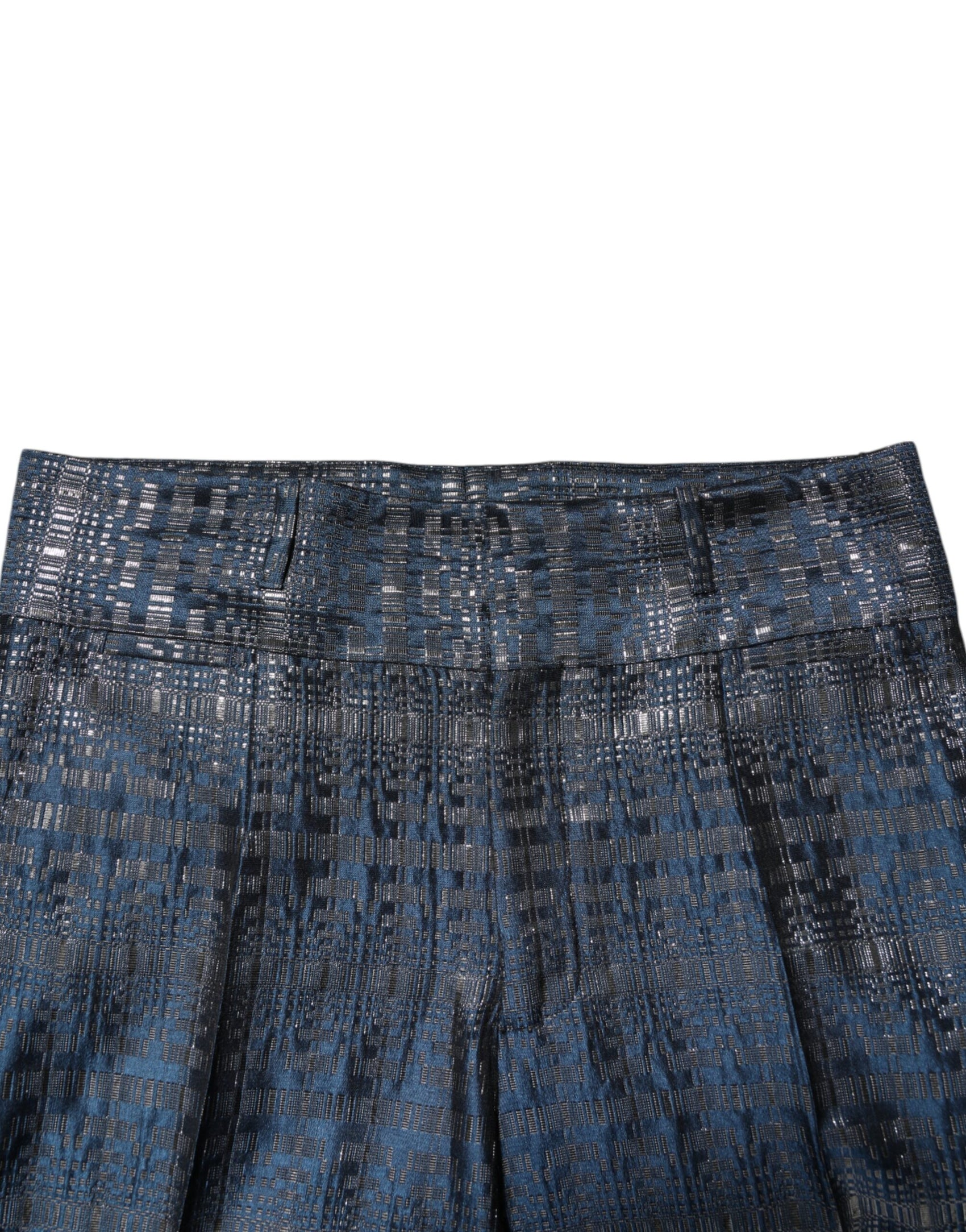 Dolce & Gabbana Blue Silver Shiny Silk Skinny Men Trouser Pants