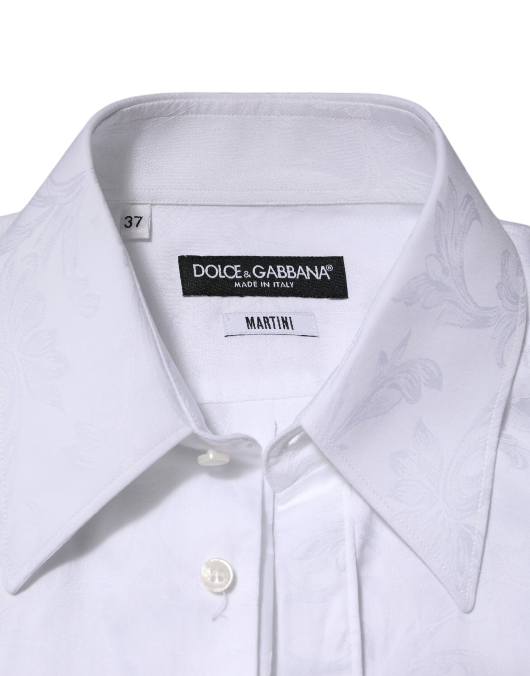 Dolce & Gabbana White Cotton MARTINI Paisley Jacquard Shirt