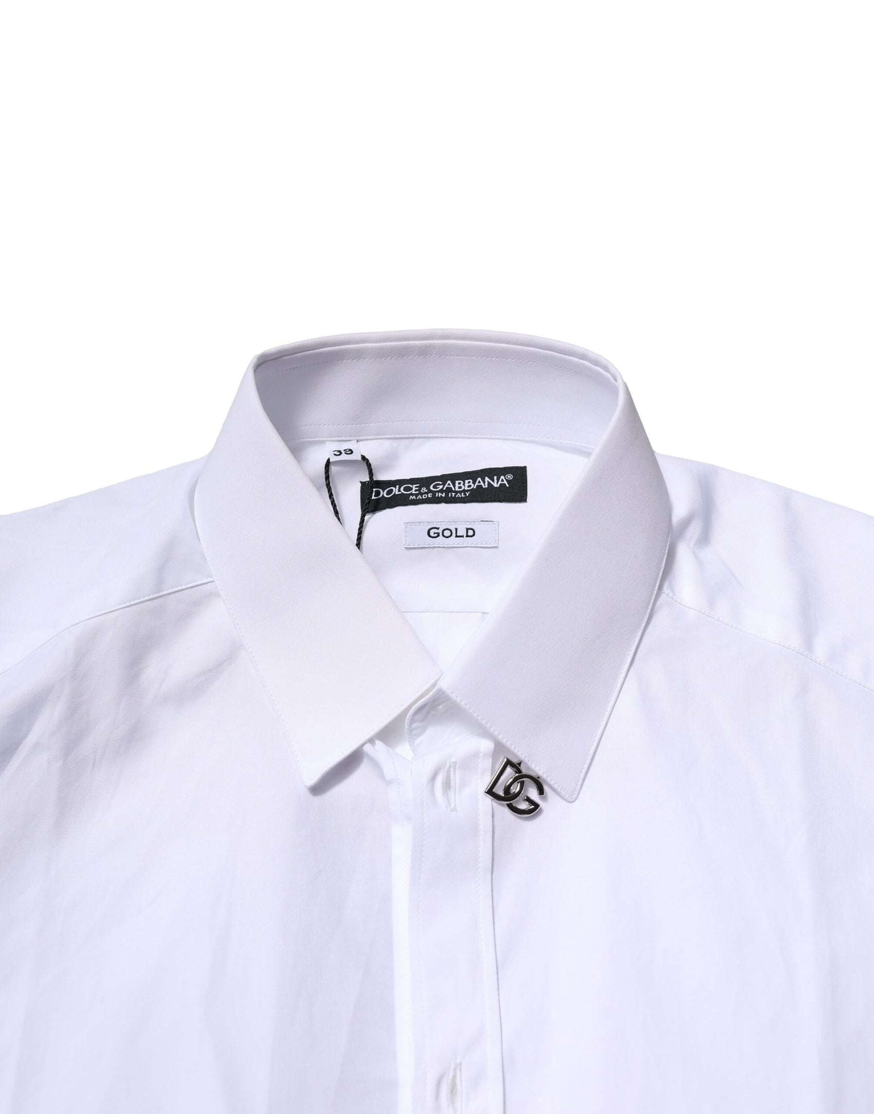Dolce & Gabbana White Cotton GOLD Long Sleeves Formal Shirt