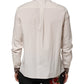 Dolce & Gabbana Cream White Cotton Polka Dot Slim Fit Shirt