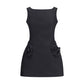 Magda Butrym Black Cotton Cocktail Dress