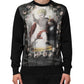 Dolce & Gabbana Black Cashmere Cherub Print Baroque Sweater
