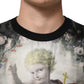 Dolce & Gabbana Black Cashmere Cherub Print Baroque Sweater
