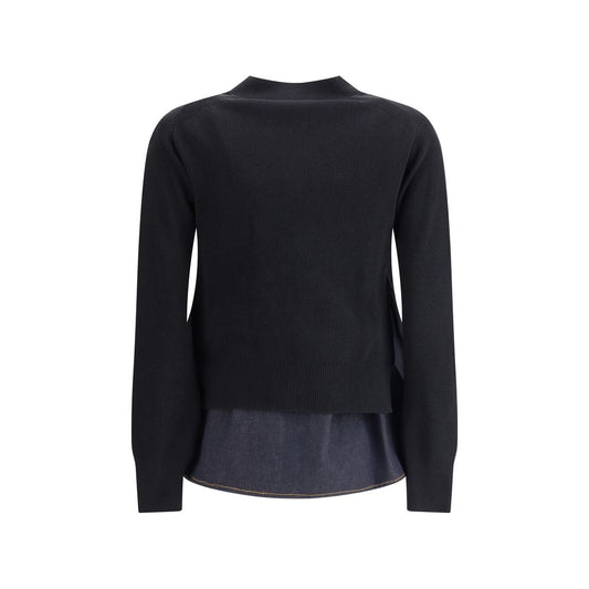 Sacai Cardigan with denim panel