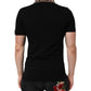 Dolce & Gabbana Black Cotton Leopard Collar Polo T-shirt
