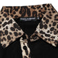 Dolce & Gabbana Black Cotton Leopard Collar Polo T-shirt