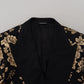 Dolce & Gabbana Gold Black Floral Embroidered Jacket Blazer