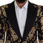 Dolce & Gabbana Gold Black Floral Embroidered Jacket Blazer