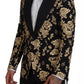Dolce & Gabbana Gold Black Floral Embroidered Jacket Blazer