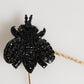 Dolce & Gabbana Lapel Pin Gold Brass Black Crystal Bee Accessories Brooch
