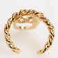 Dolce & Gabbana Gold Tone Brass Oval DG Logo Chain Adjustable Ring