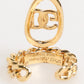 Dolce & Gabbana Gold Tone Brass Oval DG Logo Chain Adjustable Ring