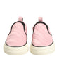 Dolce & Gabbana Pink Quilted Nylon Slip-On Sneaker Shoes