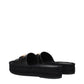 Versace Black Leather Slippers Sandals