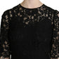 Dolce & Gabbana Black Floral Lace Sheath Knee Length Dress