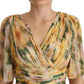Dolce & Gabbana Yellow Floral Print Pleated Maxi Dress