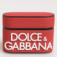 Dolce & Gabbana Red White Silicone Embossed Logo Accessory Airpods Case
