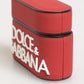 Dolce & Gabbana Red White Silicone Embossed Logo Accessory Airpods Case