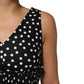 Dolce & Gabbana Black White Cotton Polka Dot Print V Neck Dress