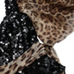 Dolce & Gabbana Leopard Print Silk Sequin Ruffle Maxi Dress