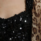 Dolce & Gabbana Leopard Print Silk Sequin Ruffle Maxi Dress