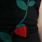 Dolce & Gabbana Black Wool Sleeveless Rose Applique Dress