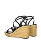Jimmy Choo Black Leather Wedges Sandals