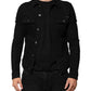Dolce & Gabbana Black Cotton Denim Stretch Button Up Jacket