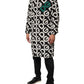 Dolce & Gabbana Black White Logo Print Hooded Coat Men Jacket