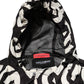 Dolce & Gabbana Black White Logo Print Hooded Coat Men Jacket