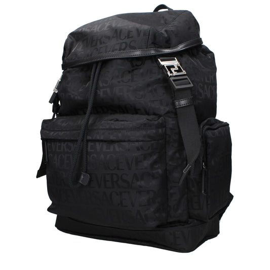 Versace Black Fabric Backpacks